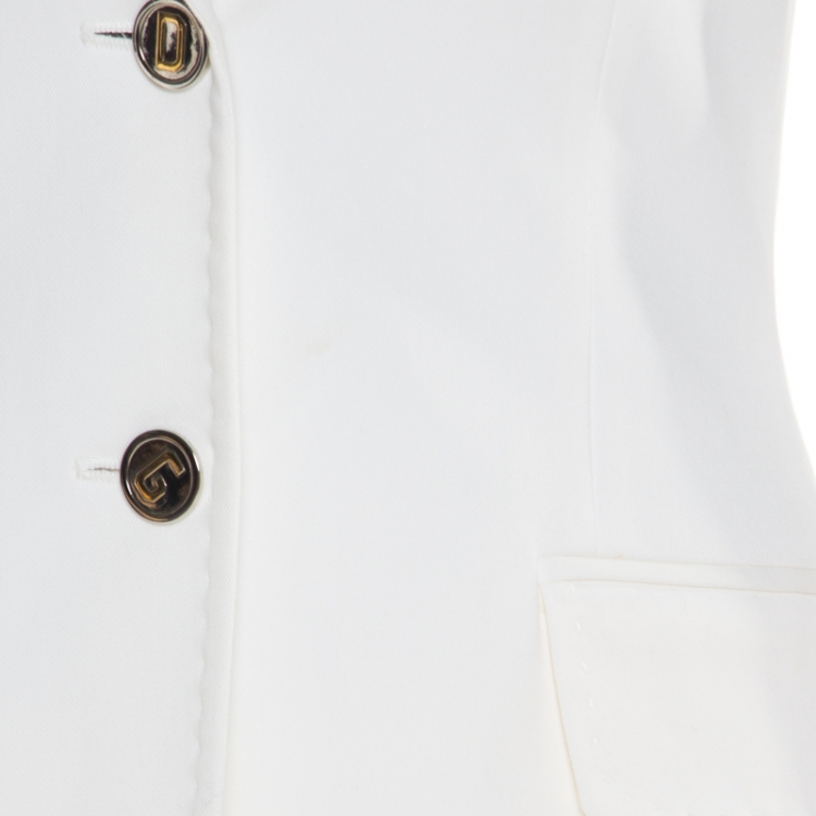 Pre Owned Dolce and Gabbana Off White Cotton Tailored Suit S