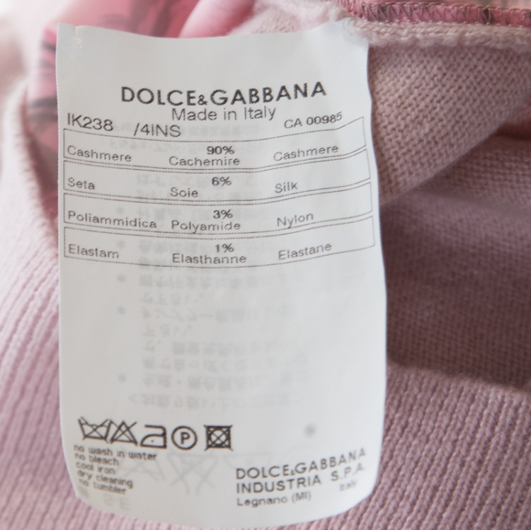 Pre Owned Dolce and Gabbana Pink Floral Printed Paneled Cashmere Sleeveless Sweater S