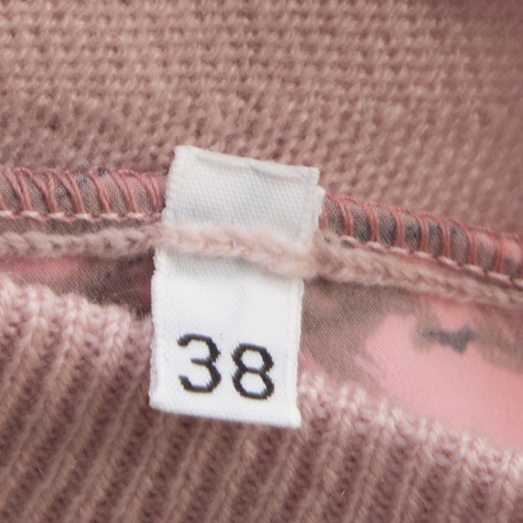 Pre Owned Dolce and Gabbana Pink Floral Printed Paneled Cashmere Sleeveless Sweater S
