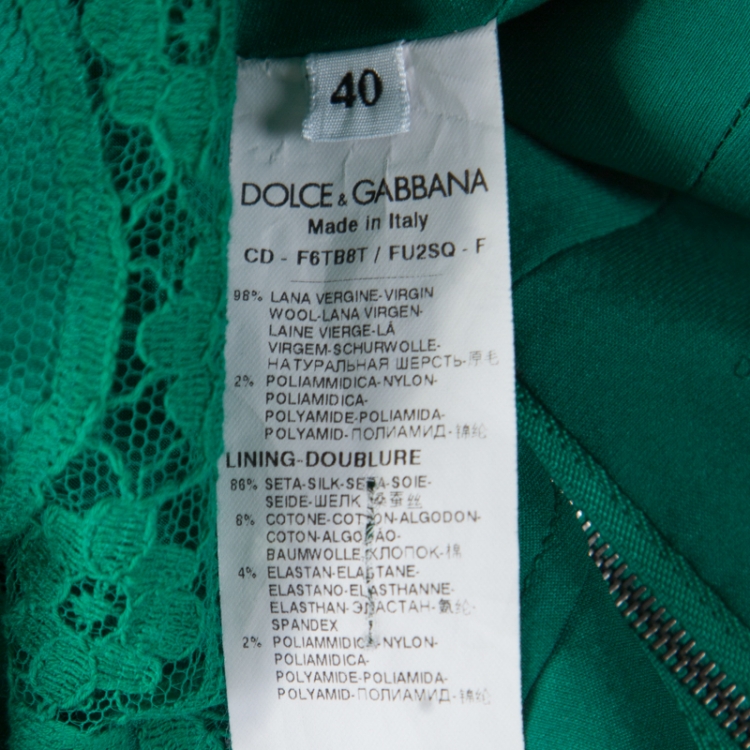 Pre Owned Dolce and Gabbana Green Textured Wool Double Breasted Sleeveless Dress S