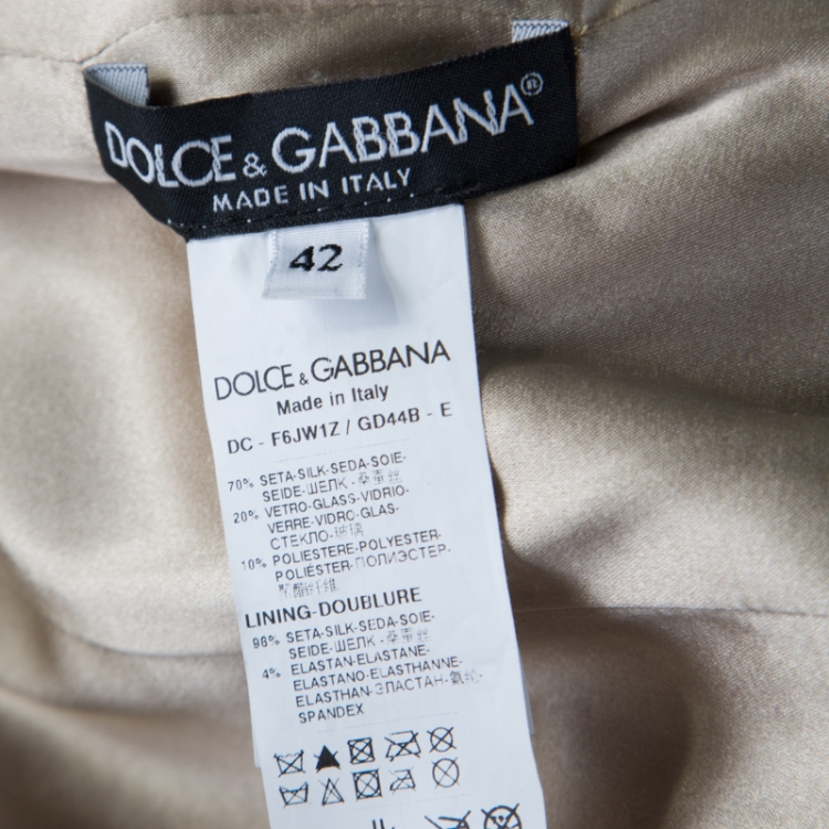Pre Owned Dolce & Gabbana Brown Embellished Silk  Sleeveless Gown M