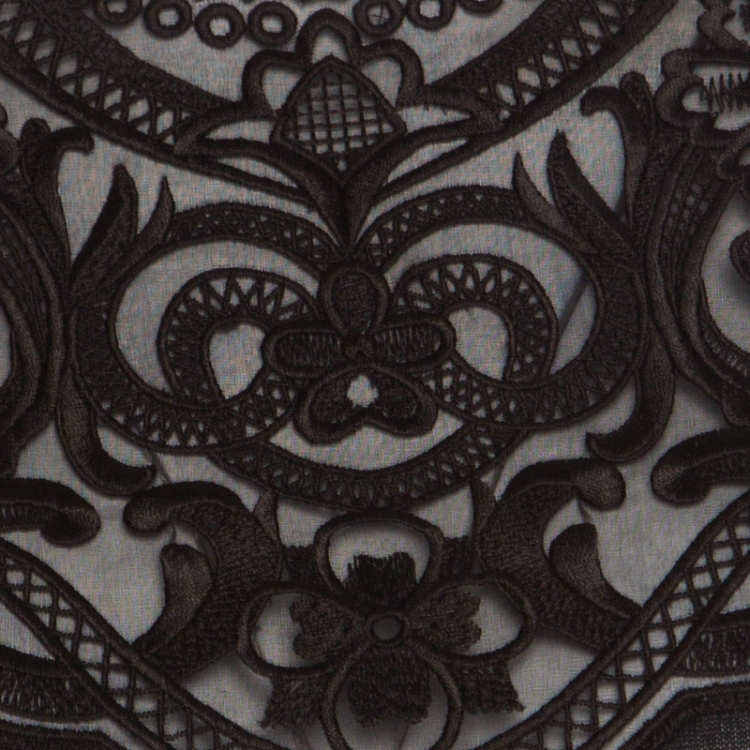 Pre Owned Dolce and Gabbana Black Floral Embroidered Lace Overlay Sweater M