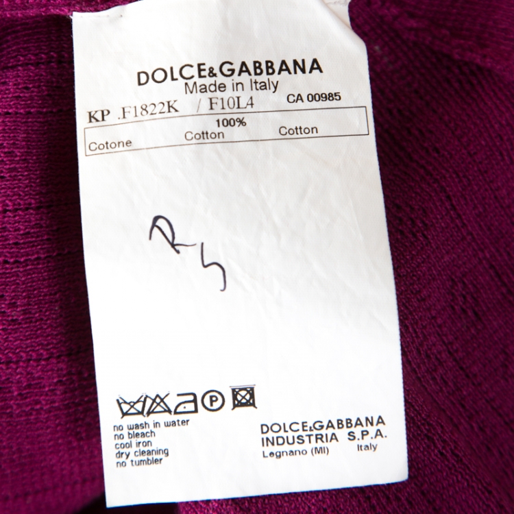 Pre Owned Dolce and Gabbana Purple Perforated Knit Sleeveless Top and Cardigan Set L