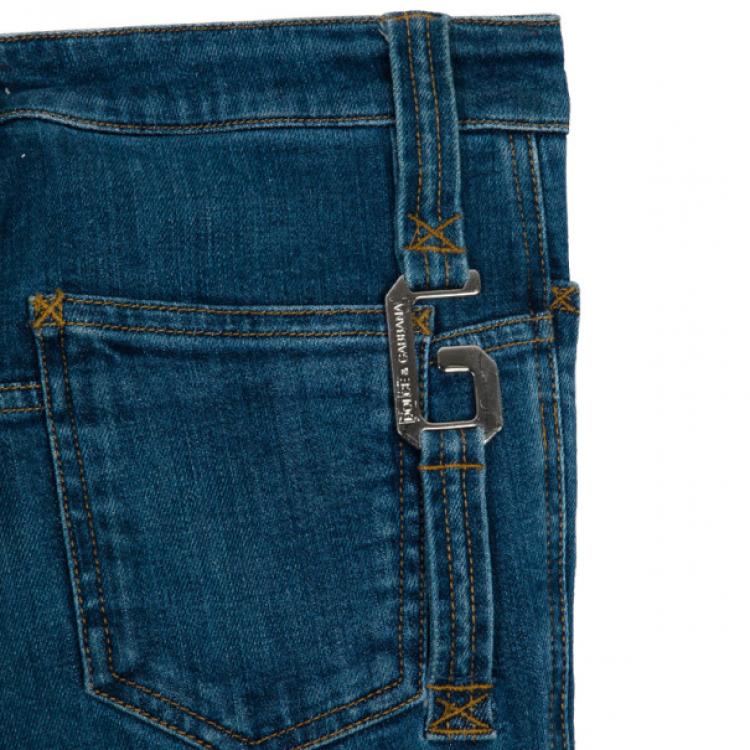 Pre Owned Dolce and Gabbana Buckle Pocket Denim Jeans S