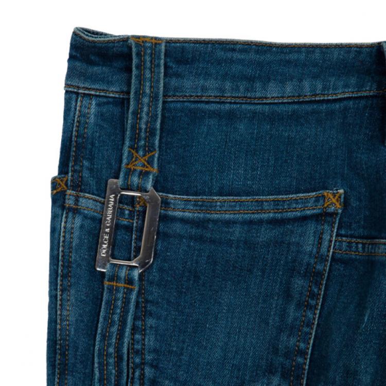 Pre Owned Dolce and Gabbana Buckle Pocket Denim Jeans S
