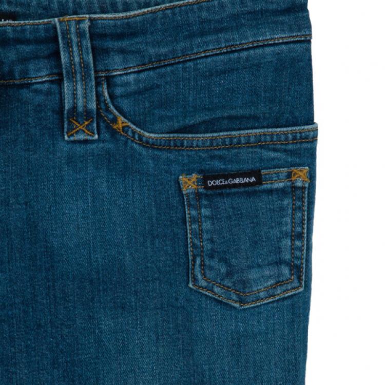 Pre Owned Dolce and Gabbana Buckle Pocket Denim Jeans S