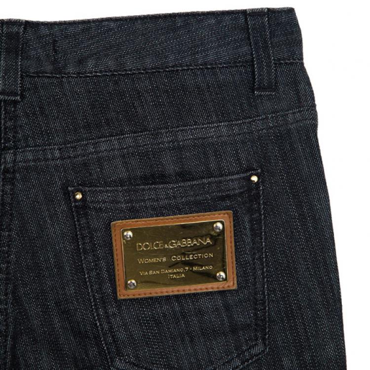 Pre Owned Dolce and Gabbana Denim Grey Black Straight Jeans S