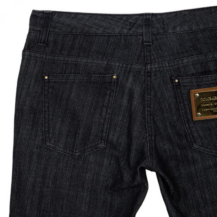 Pre Owned Dolce and Gabbana Denim Grey Black Straight Jeans S