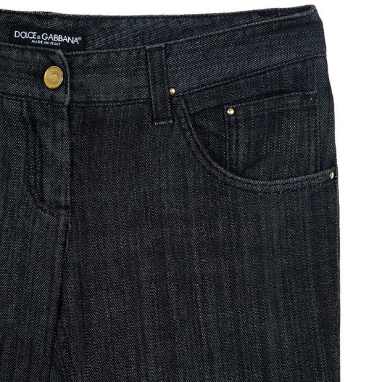 Pre Owned Dolce and Gabbana Denim Grey Black Straight Jeans S