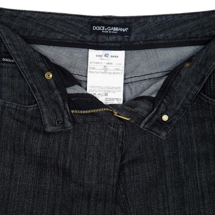 Pre Owned Dolce and Gabbana Denim Grey Black Straight Jeans S