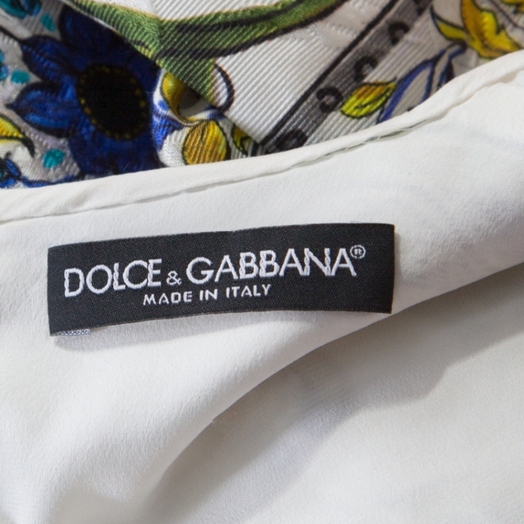 Pre Owned Dolce and Gabbana Majolica Print Embossed Jacquard Sequined Shift Dress S