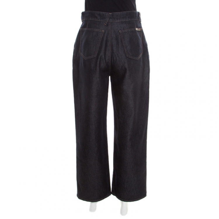 مملوكة مسبقًا Dolce & Gabbana Indigo Dark Wash Denim High Waist Flared Bottom Jeans S