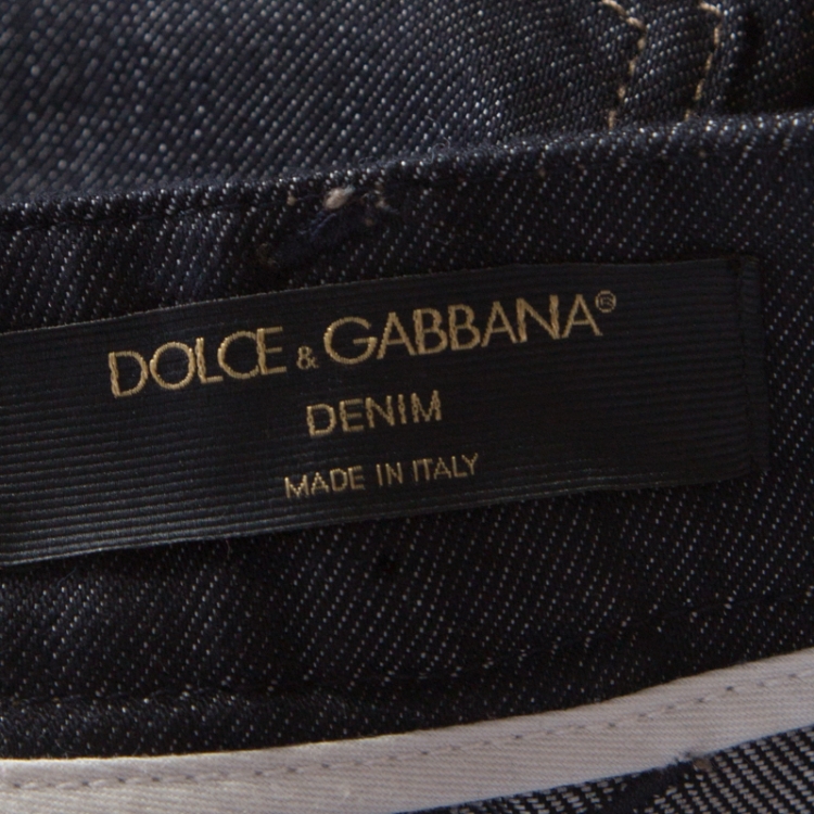 مملوكة مسبقًا Dolce & Gabbana Indigo Dark Wash Denim High Waist Flared Bottom Jeans S