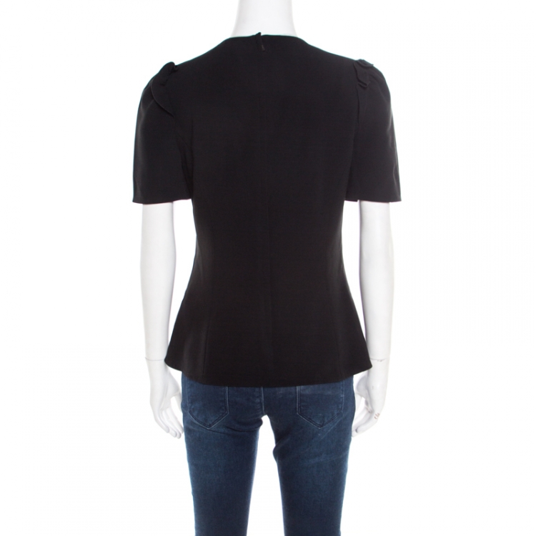 مملوكة مسبقًا Dolce and Gabbana Black Ruffled Short Sleeve Blouse M