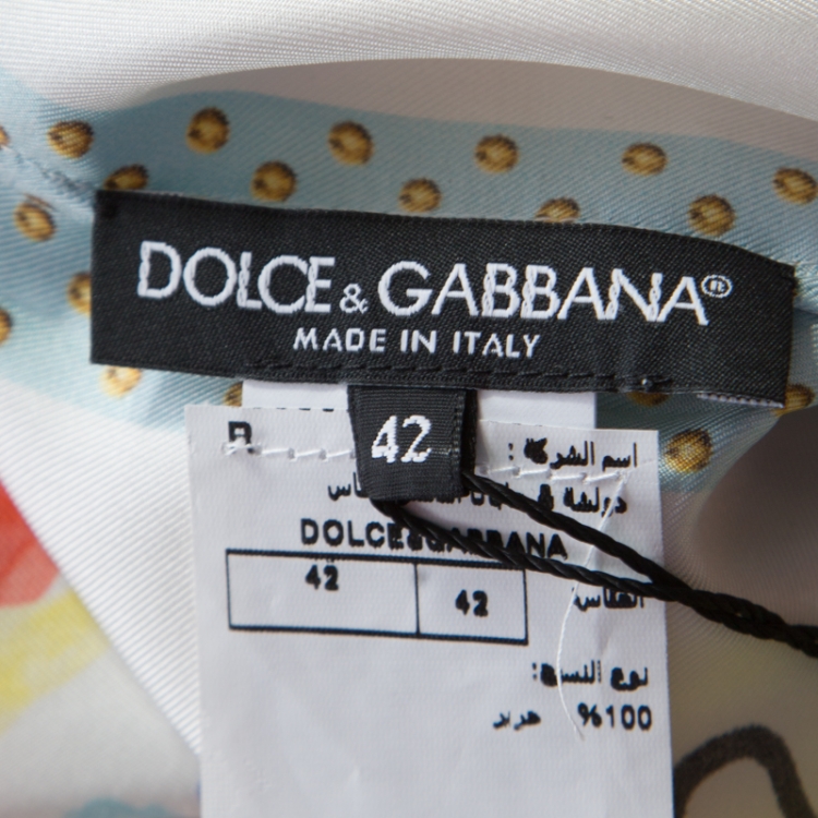 Pre Owned Dolce and Gabbana Multicolor Children's Drawing Printed Silk Top M
