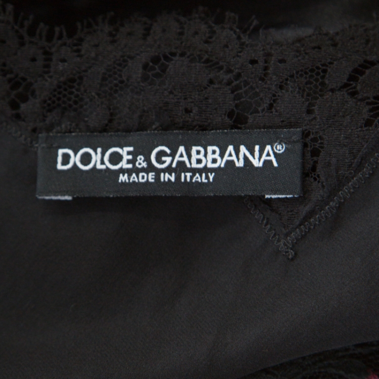 Pre Owned Dolce and Gabbana Black Satin and Jersey Lace Trim Sleeveless Top S