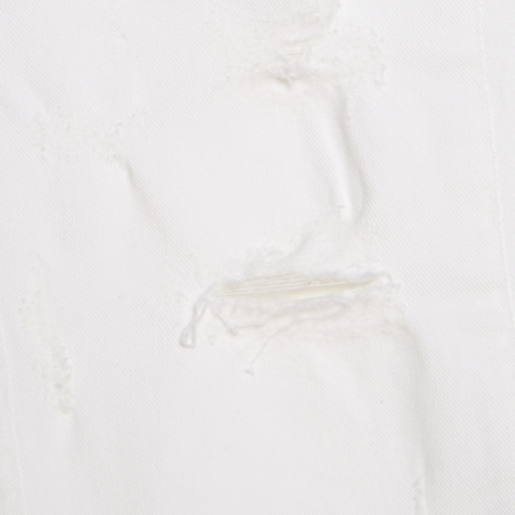 Pre Owned Dolce and Gabbana Off White Distressed Stretch Denim Cropped Skinny Pretty Jeans XS