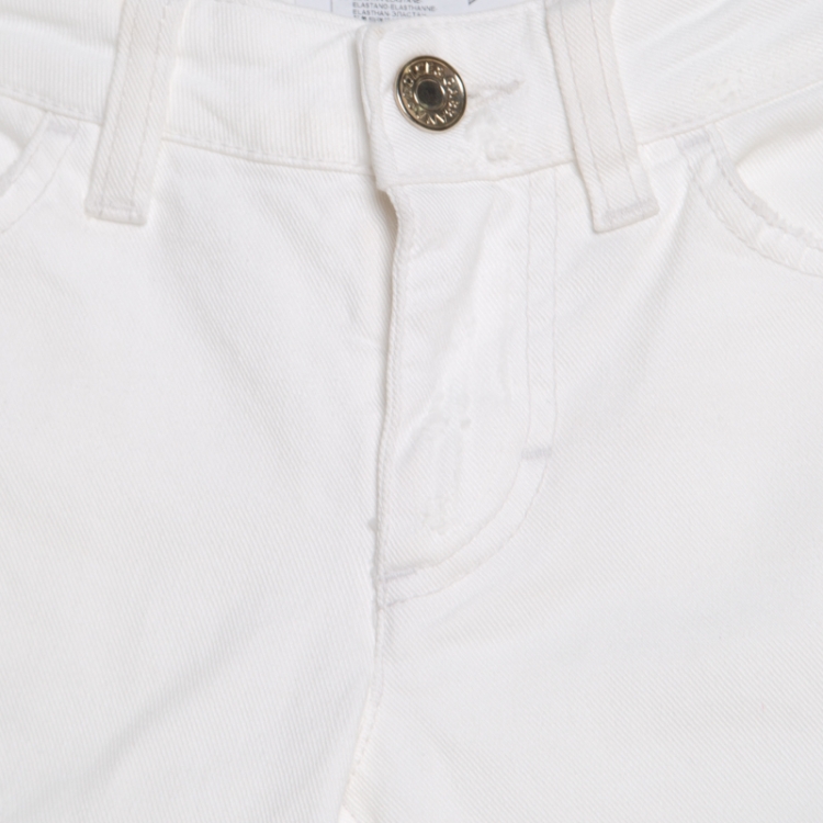Pre Owned Dolce and Gabbana Off White Distressed Stretch Denim Cropped Skinny Pretty Jeans XS