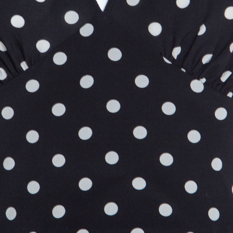 Pre Owned Dolce and Gabbana Black Polka Dotted Silk Halter Dress S