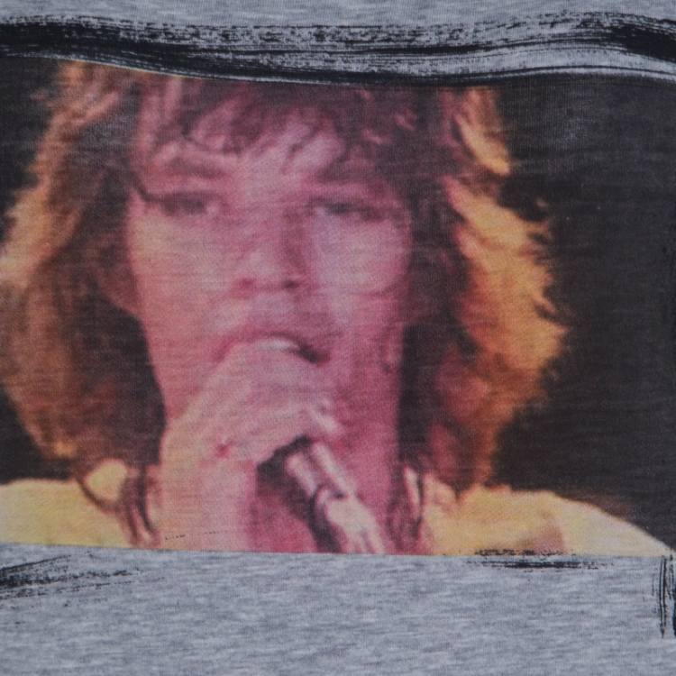 Pre Owned Dolce & Gabbana Grey Mick Jagger Print Melange Cotton Crew Neck T- Shirt M