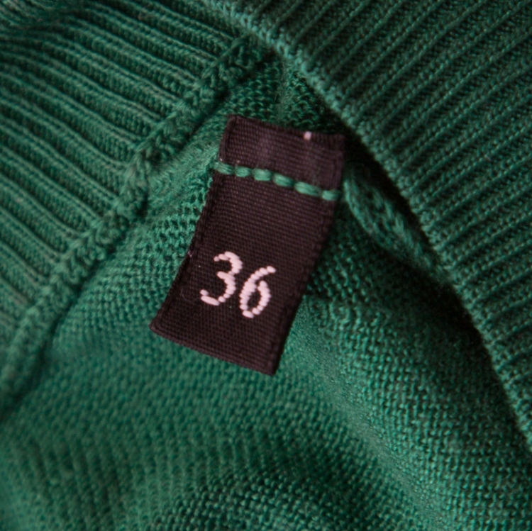 Pre Owned Dolce & Gabbana Green Silk Rib Knit Button Front Cropped Cardigan XS