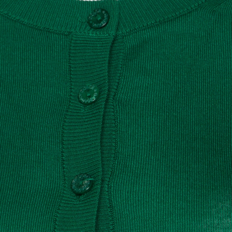 Pre Owned Dolce & Gabbana Green Silk Rib Knit Button Front Cropped Cardigan XS