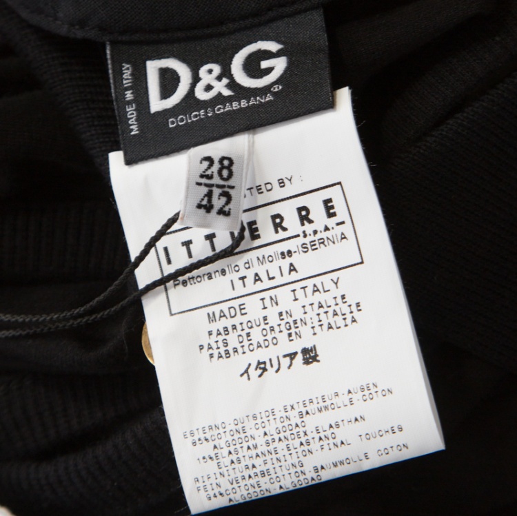 Pre Owned Dolce and Gabbana Black Printed Cotton Jersey Sleeveless Polo T Shirt M 