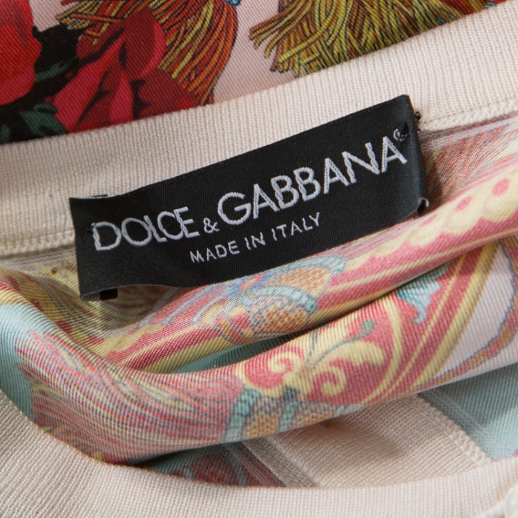 Pre Owned Dolce and Gabbana Multicolor Tasseled Baroque Print Silk Cardigan S