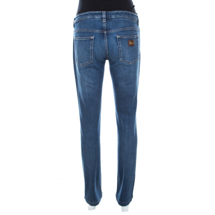 Pre Owned Dolce and Gabbana Blue Medium Wash Denim Cute Skinny Jeans M
