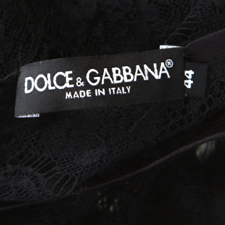 Pre Owned Dolce and Gabbana Black Floral Lace Sleeveless Mesh Top M 