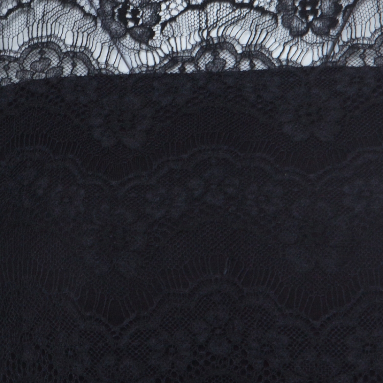 Pre Owned Dolce and Gabbana Black Floral Lace Sleeveless Mesh Top M 