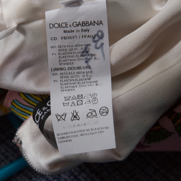 Pre Owned Dolce & Gabbana Multicolor Stretch Silk Oriental Fan Print Flounce Dress M