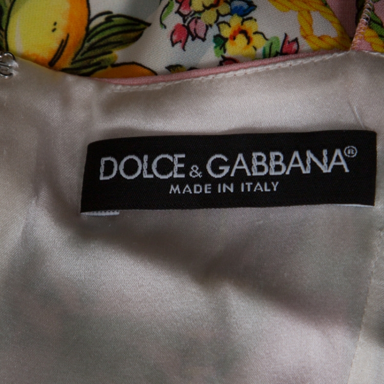 Pre Owned Dolce & Gabbana Multicolor Stretch Silk Oriental Fan Print Flounce Dress M