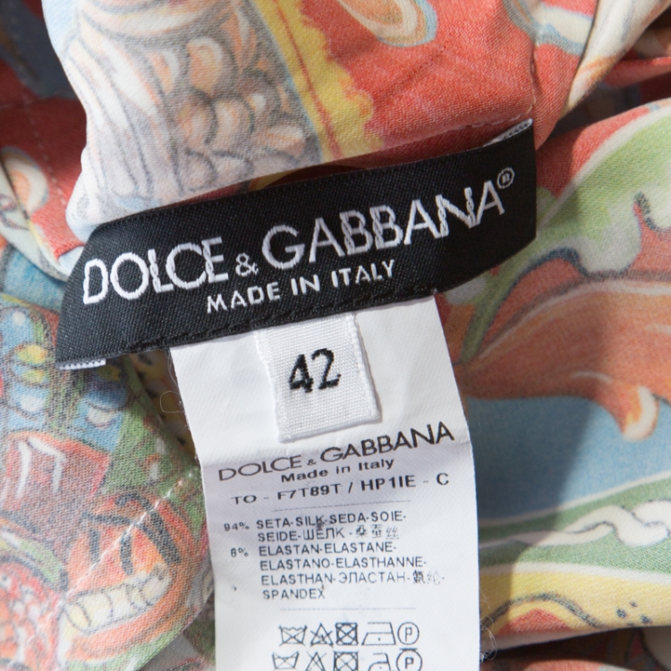 Pre Owned Dolce and Gabbana Multicolor Printed Silk Sleeveless Top M