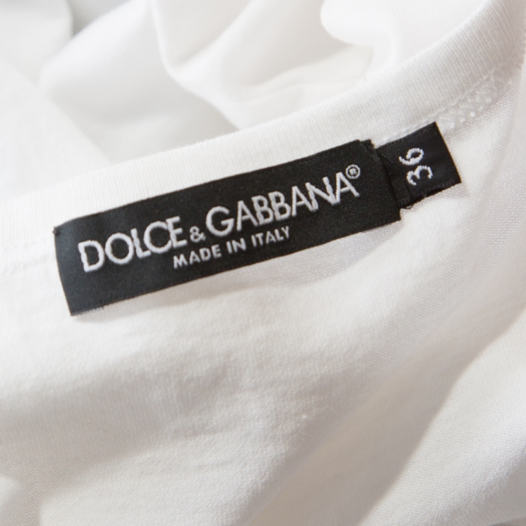 Pre Owned Dolce and Gabbana White Printed Cotton Jersey Vest XS