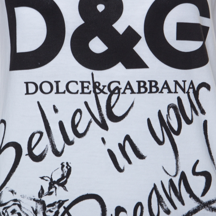 Pre Owned Dolce and Gabbana White Printed Cotton Jersey Vest XS