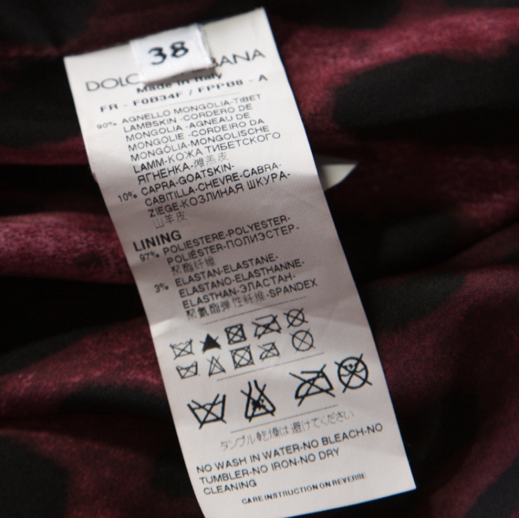 Pre Owned Dolce & Gabbana Burgundy Lamb Shearling Fur Belted Mongolian Coat S