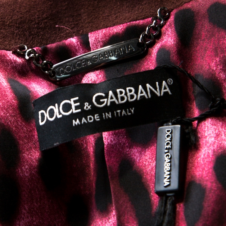 Pre Owned Dolce & Gabbana Burgundy Lamb Shearling Fur Belted Mongolian Coat S