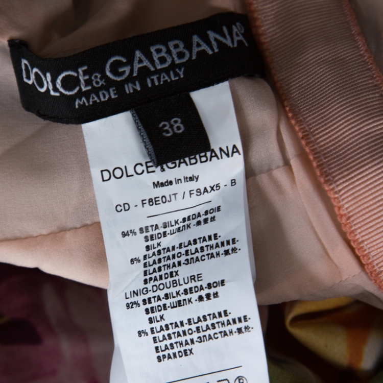 Pre Owned Dolce & Gabbana Multicolor Floral Print Silk Stretch Draped Dress S