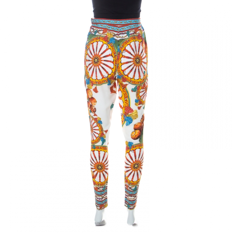مملوكة مسبقًا Dolce and Gabbana Multicolor Sicilian Print Pants S