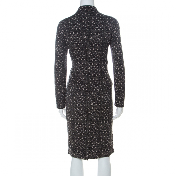 Pre Owned Dolce & Gabbana Grey Printed Silk Skirt & Top Set M 