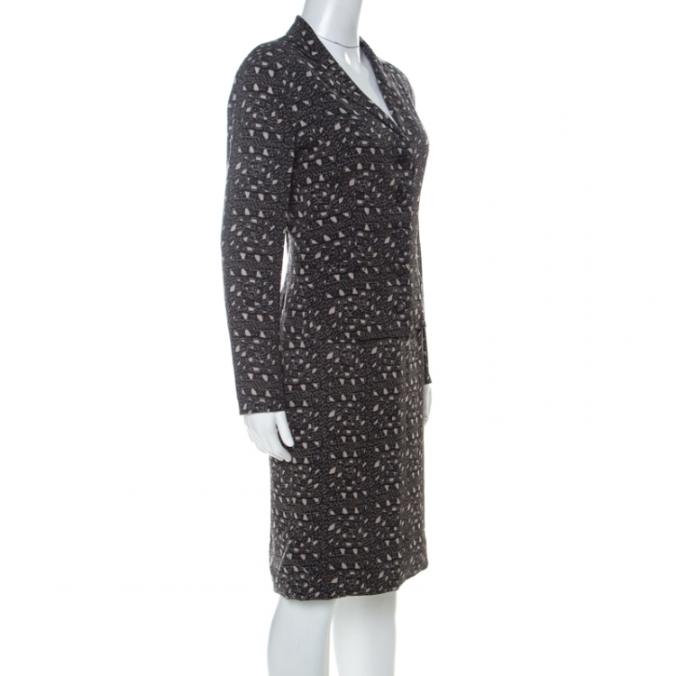 Pre Owned Dolce & Gabbana Grey Printed Silk Skirt & Top Set M 