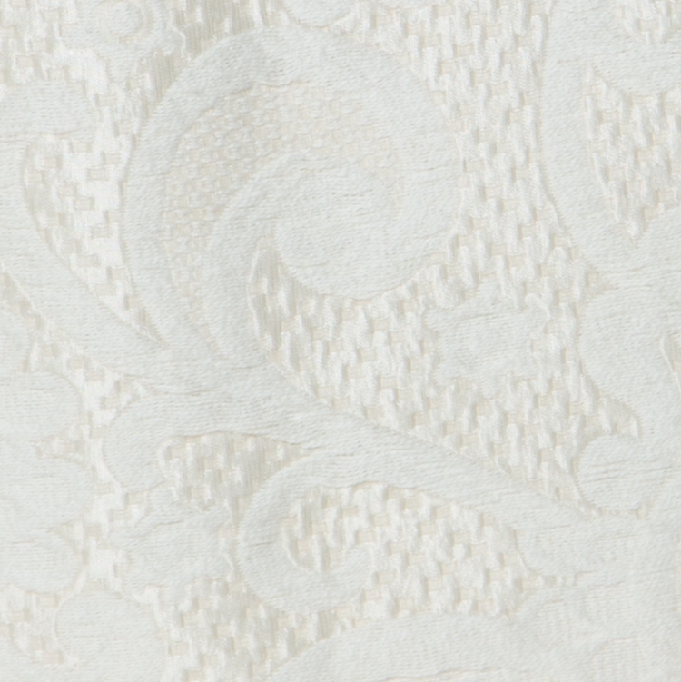 Pre Owned Dolce and Gabbana Off-White Cotton & Silk Blend Embossed Jacquard Sheath Skirt XS