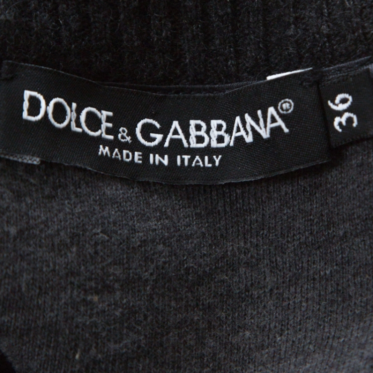 Pre Owned Dolce and Gabbana Green Key Print Silk & Wool Three Quarter Balloon Sleeve Jumper XS