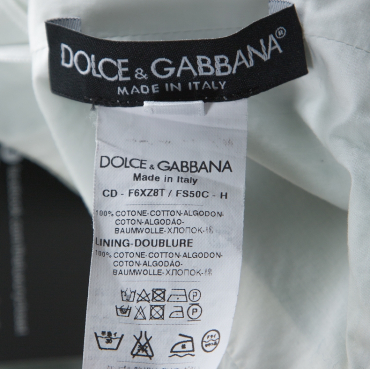 Pre Owned Dolce and Gabbana Banana Leaf Print Cotton Poplin Dress S