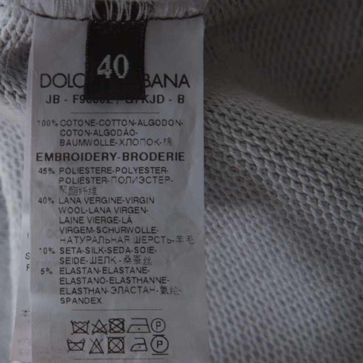Pre Owned Dolce and Gabbana Black Polka Dot Print Cotton Jersey DG Family Applique Sweatshirt S