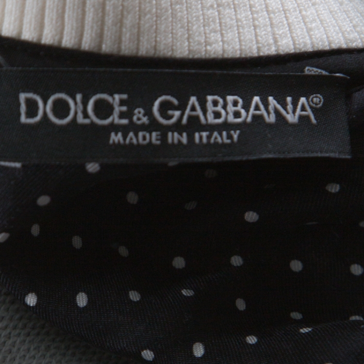 Pre Owned Dolce and Gabbana Black Polka Dot Print Cotton Jersey DG Family Applique Sweatshirt S