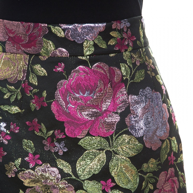 Pre Owned Dolce & Gabbana Muticolor Floral Lurex Jacquard Mini Skirt S