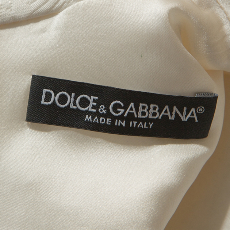 Pre Owned Dolce and Gabbana White Jacquard Applique Detail Short Dress S
