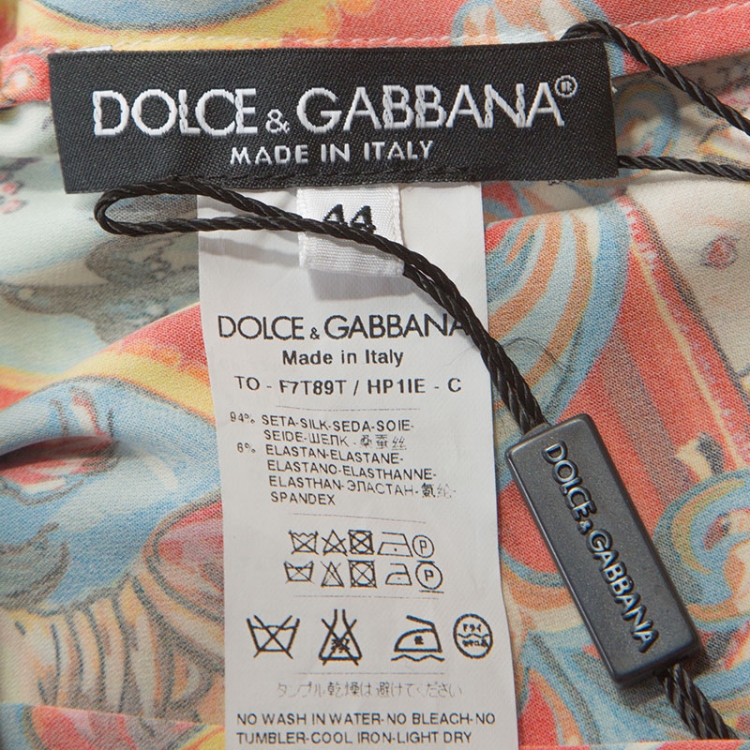 Pre Owned Dolce and Gabbana Multicolor Sicilian Printed Silk Sleeveless Top M